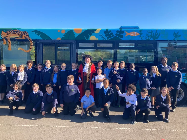 Mayor of Patchway visiting Coniston Primary School Pupils