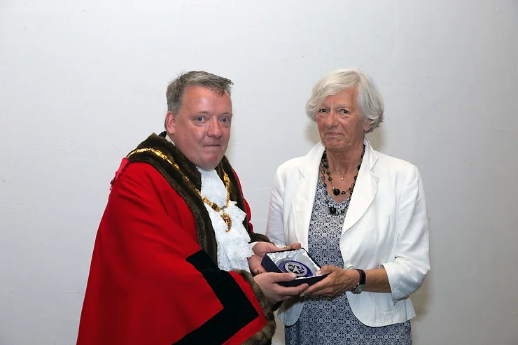The Mayor of Patchway with Veronique Delorme of Clermont-l'Hérault.