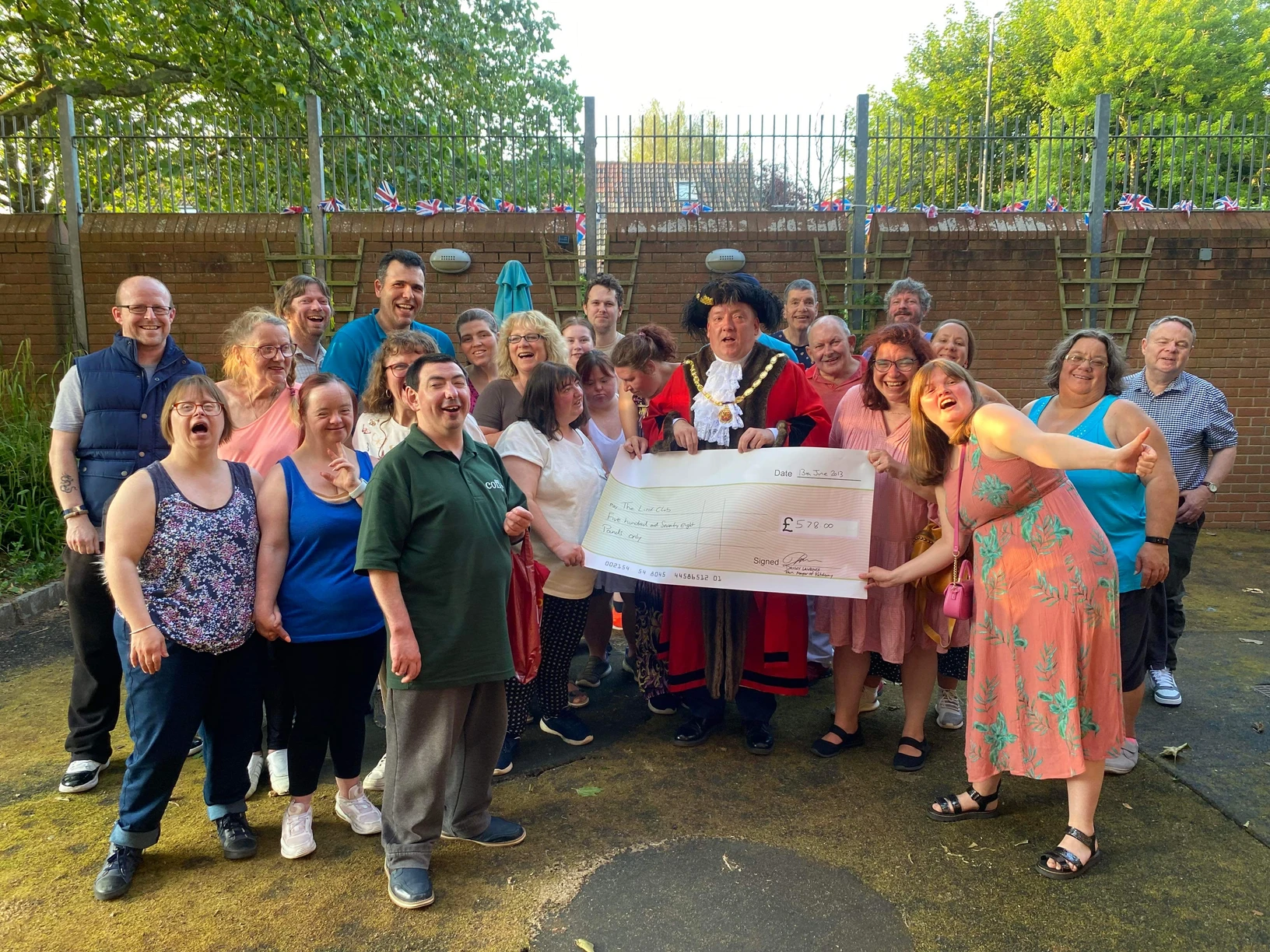 Mayor of Patchway Cllr Dayley Lawrence presents Mayor's Charity cheques to The Link Club
