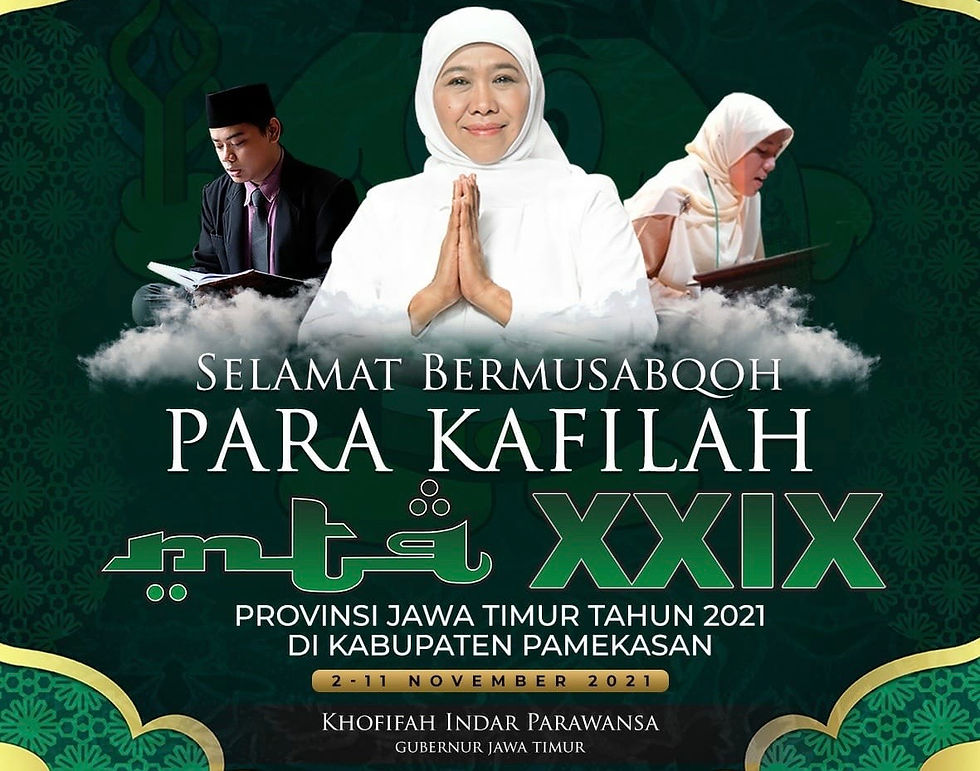 Kepada para kafilah yang akan bermusabaqah di ajang MTQ XXIX Jatim, Gubernur Khofifah menyambut baik, dan memberikan semangat, motivasi, serta doa. Ia berharap, para Kafilah menjadi kafilah terdepan yang bisa membawa pulang predikat juara atau hasil terbaik. Tidak untuk dirinya sendiri, tapi juga bagi daerah atau kab/kota asal para kafilah. (Dokprov)