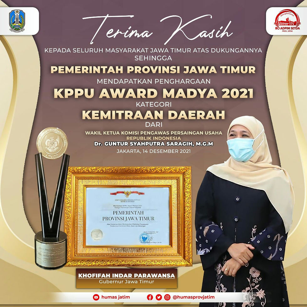 Gubernur Khofifah : Semua Karena Dukungan Iklim Persaingan Usaha yang Sehat di Jatim