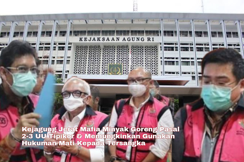 Keempatnya disangkakan pasal 2 atau pasal 3 Undang-Undang Tipikor. Ayat 2 pasal tersebut berbunyi, "Dalam hal tindak pidana korupsi sebagaimana dimaksud dalam ayat (1) dilakukan dalam keadaan tertentu, pidana mati dapat dijatuhkan."
Ilustrasi