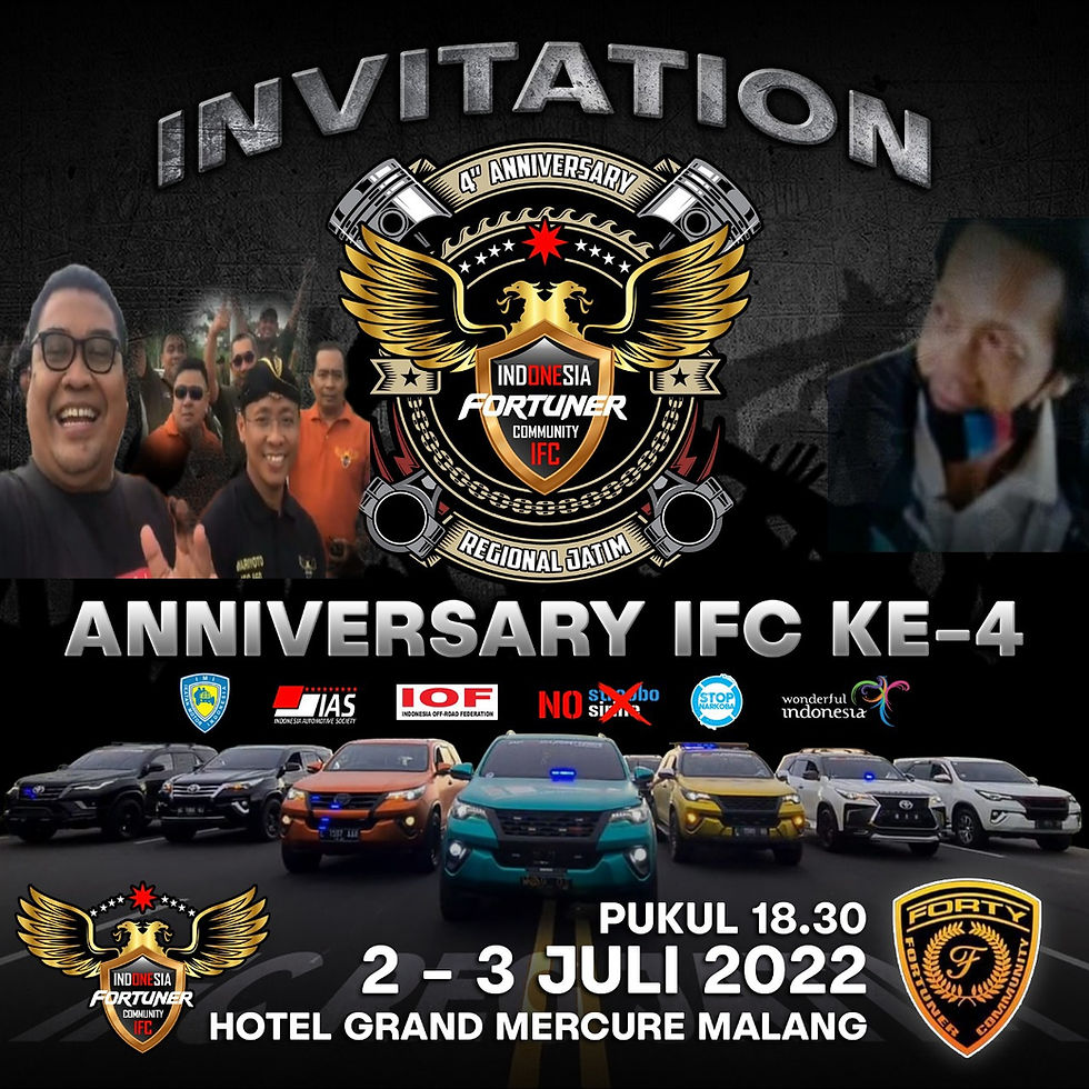 Agung Silo Widodo Basuki.SH.MH selaku ketua bidang hukum & Advokasi DPP IFC Jawa Timur yang juga terlibat Panitia anniversary IFC Regional Jatim Ke 4 menjelaskan“Kami mengapresiasi para pengurus dan beberapa pencita komunitas di daerah yang selalu aktif dan kompak melakukan beragam acara yang positif dan inspiratif,” Agung Minggu 3/7/2022.
