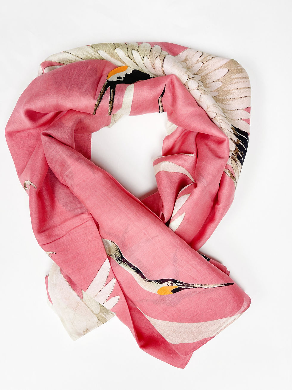 Thumbnail: Peony Pink Heron Print Scarf