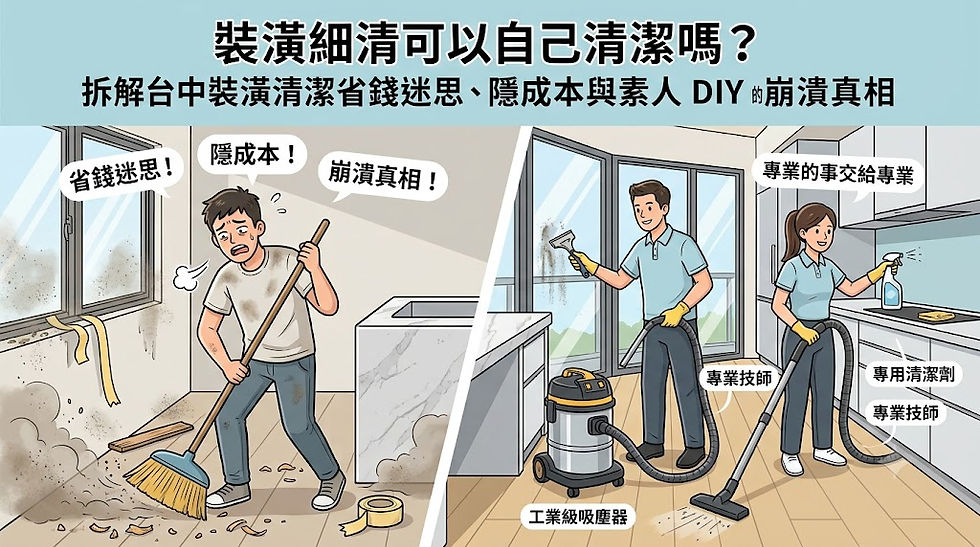 台中裝潢細清可以自己清潔嗎?拆解裝潢清潔省錢迷思、隱成本與素人 DIY 的崩潰真相