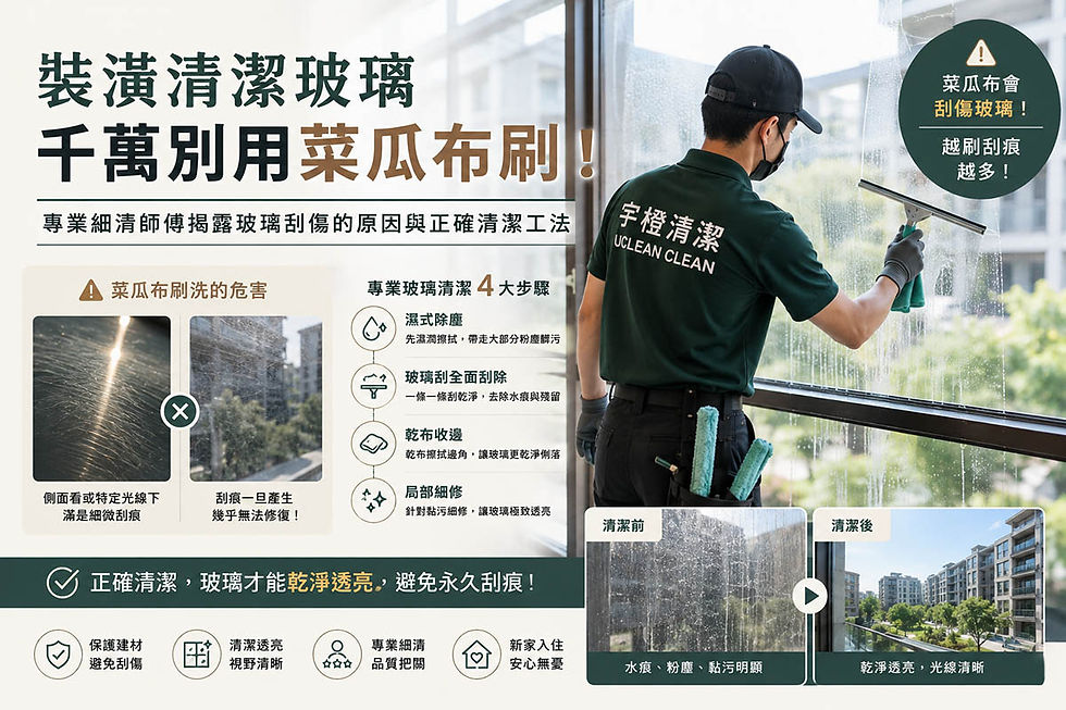 裝潢清潔玻璃千萬別用菜瓜布刷!專業細清師傅揭露玻璃刮傷的常見原因與正確清潔方式