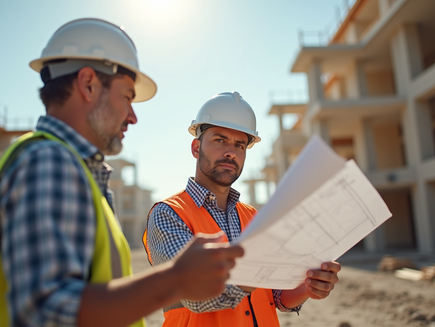 General contractor in Amarillo TX reviewing blueprints for a renovation project.