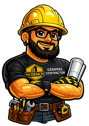 Illustrated mascot representing The Renov Team, a nationwide general contractor specializing in residential, commercial, and multi-unit remodeling and construction projects.