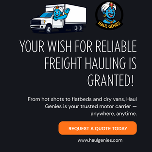 Reliable nationwide freight hauling services by Haul Genies – hot shot trucking, flatbed hauling, dry van carrier, motor carrier for shippers and brokers.