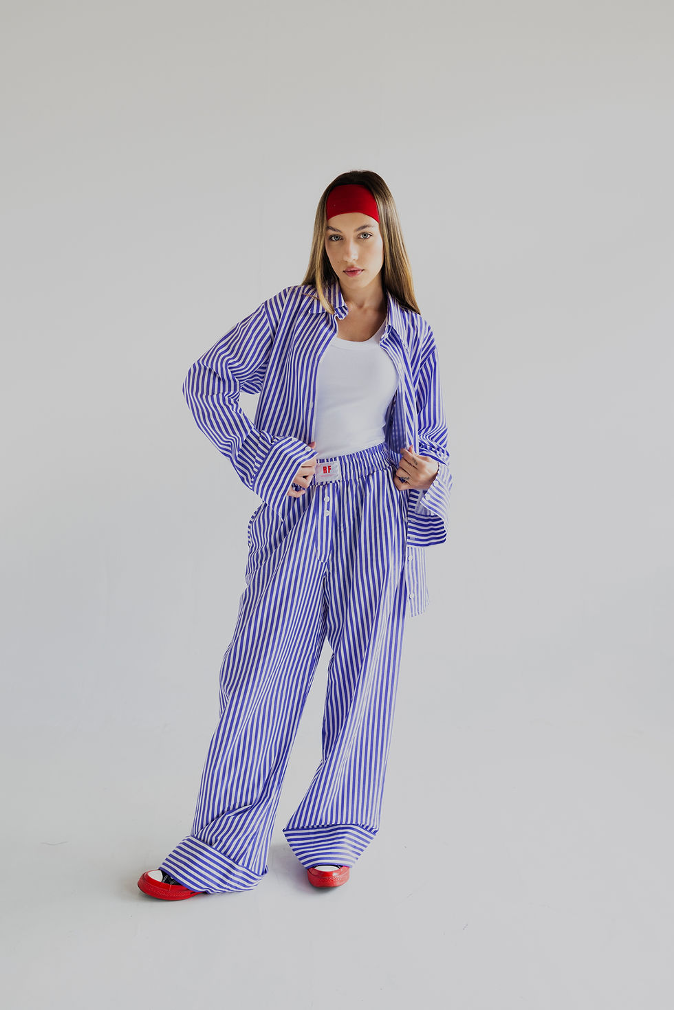 Miniatura: Conjunto de Listras Roxo e Branco