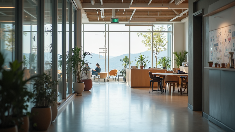 Eye-level view of modern commercial space with organized layout