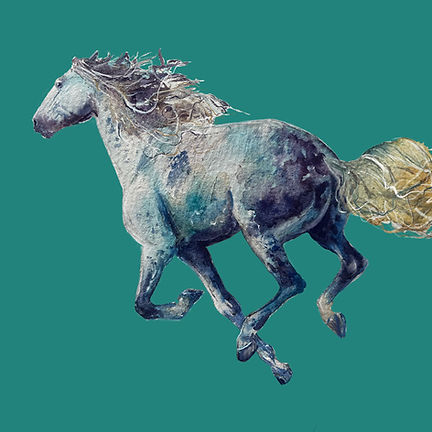 A Galloping Horse on Green
