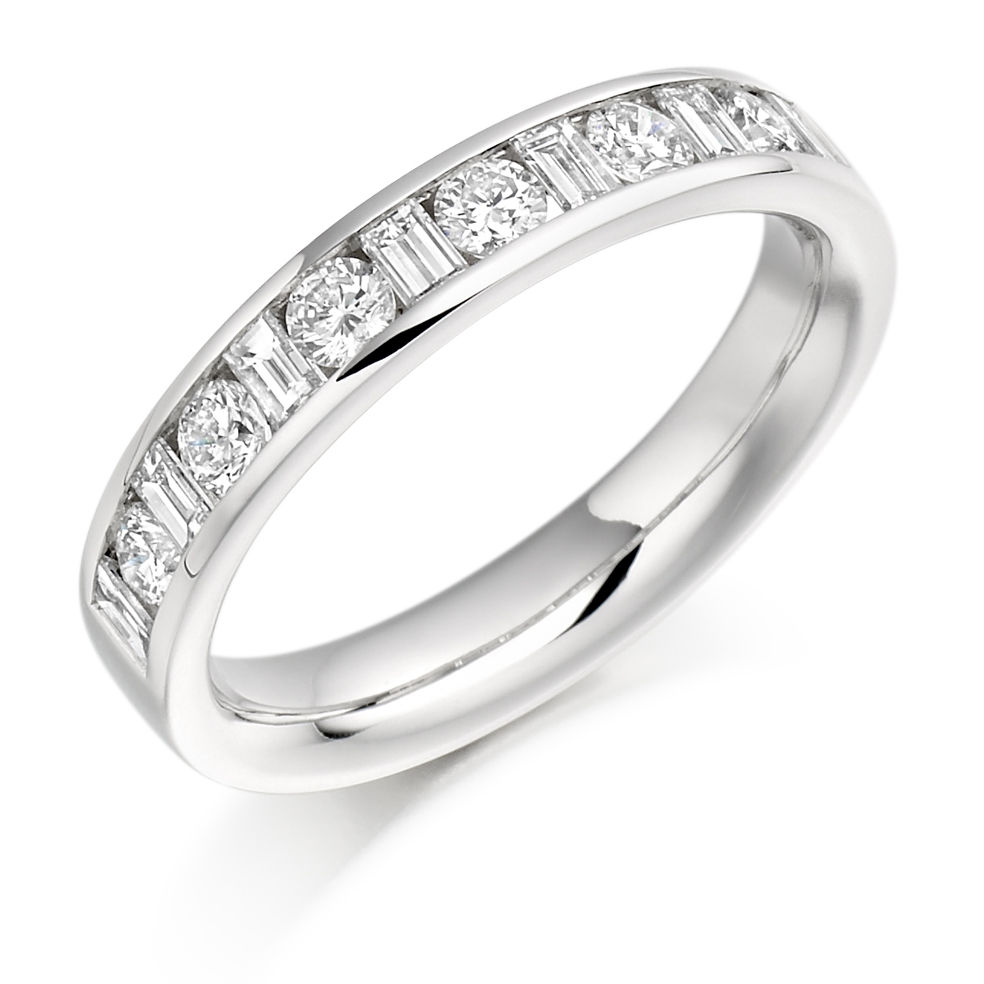 Channel Set Mixed Cut Diamond Half Eternity Ring