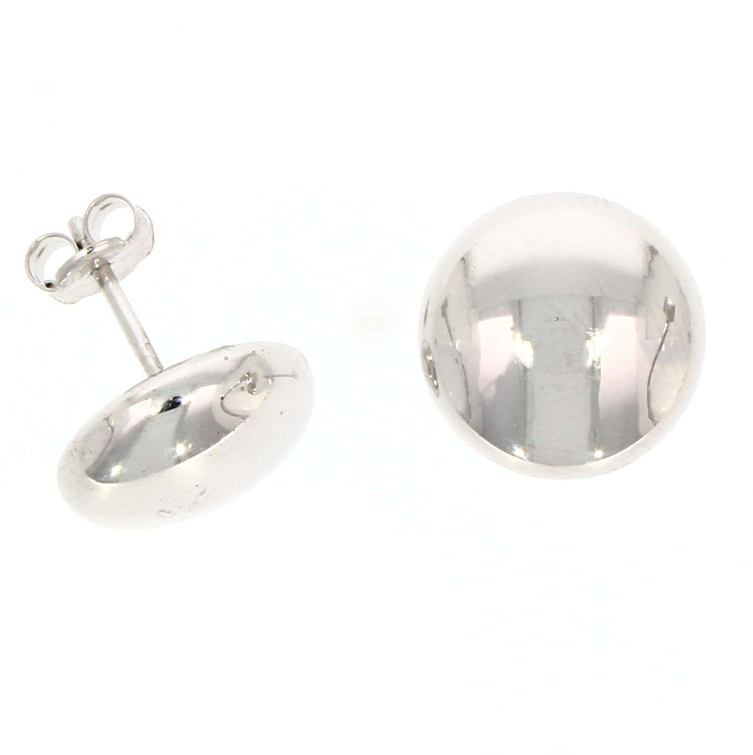 9ct White Gold Large Button Studs