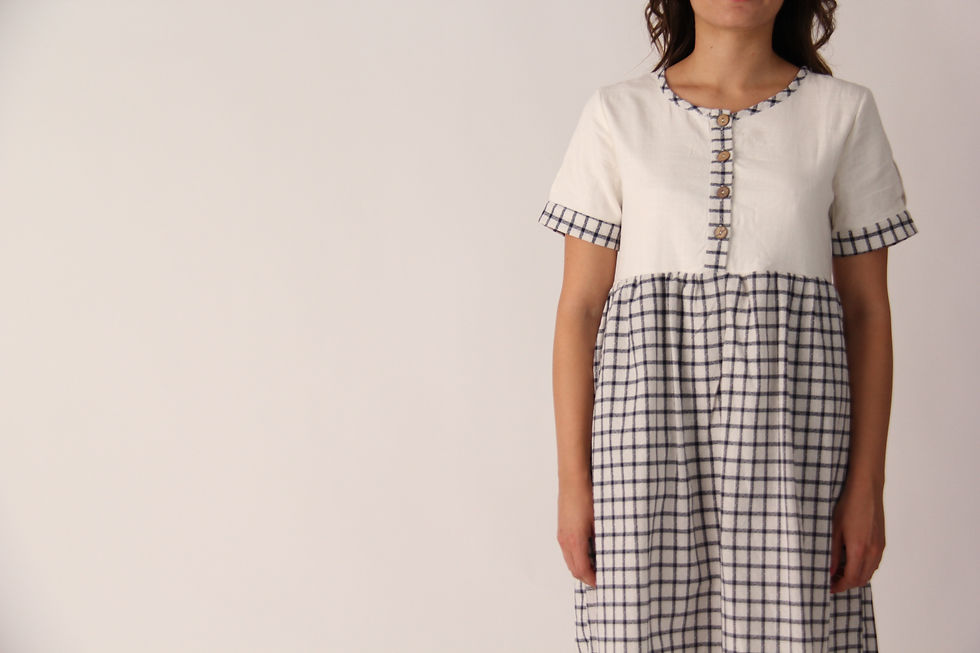 Thumbnail: Fayee Navy Plaid Dress