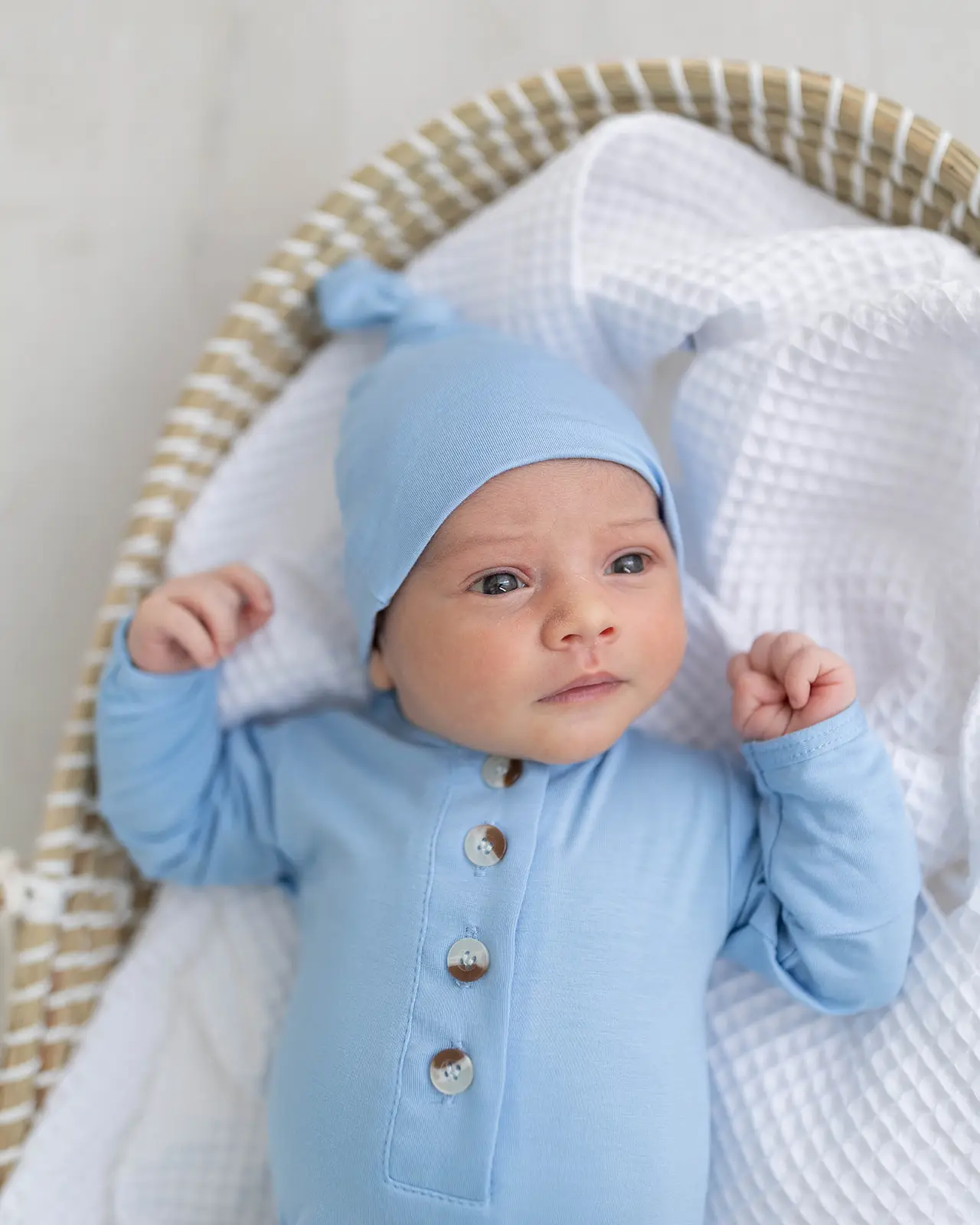 Thumbnail: Newborn Knotted Gown With Matching Hat