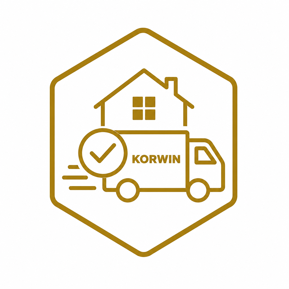 Icona casa e furgone: servizio posa KORWIN.