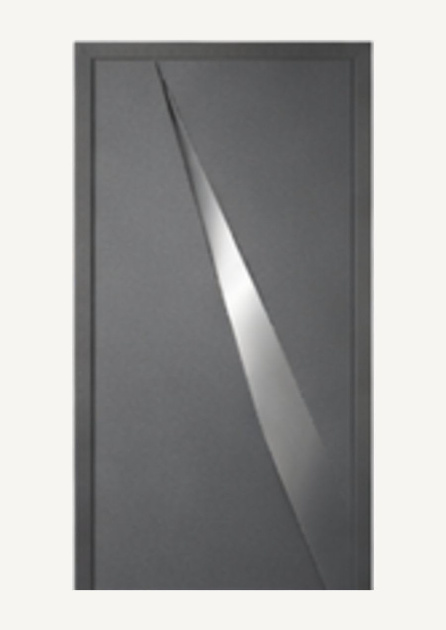 Pannello KORWIN Infinity Cut 06 scuro con ampio inserto diagonale metallico.