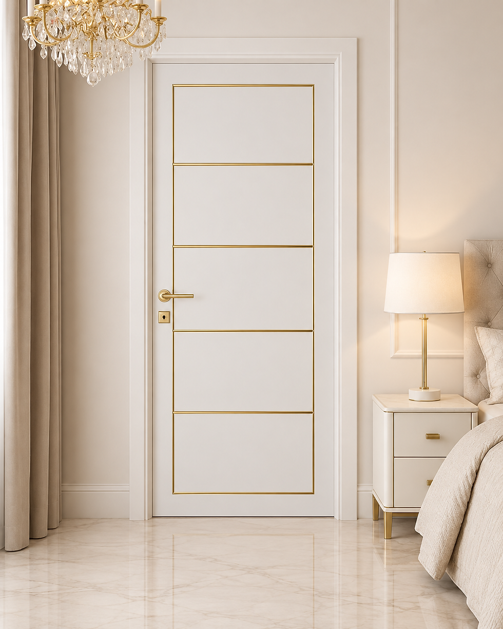 Porta KORWIN Morgana Chiara in vetro bianco con riquadri dorati.