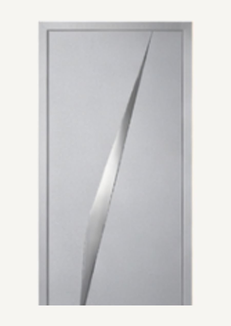 Pannello KORWIN Infinity Cut 04 grigio con inserto diagonale metallico.