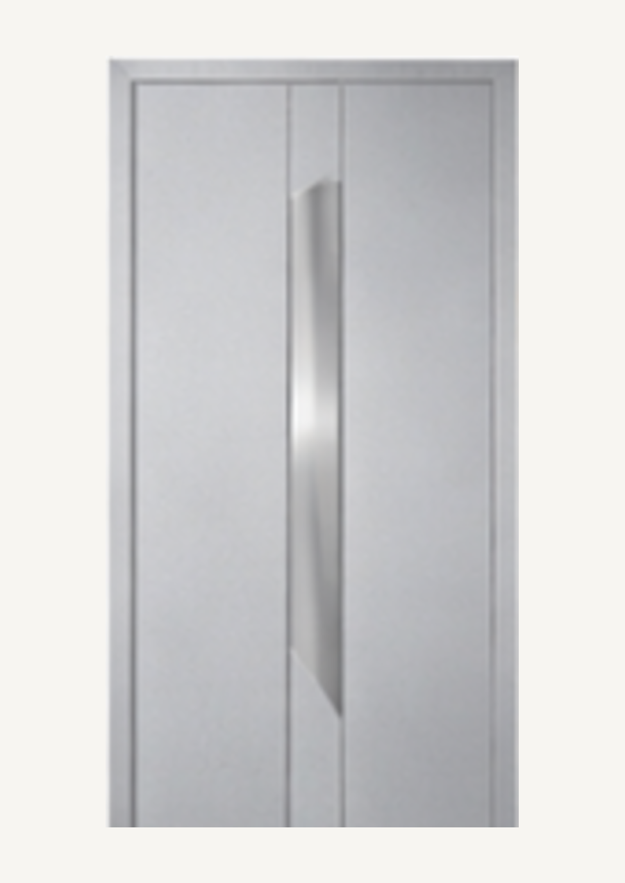 Pannello KORWIN Infinity Cut 09 grigio con inserto metallico verticale.