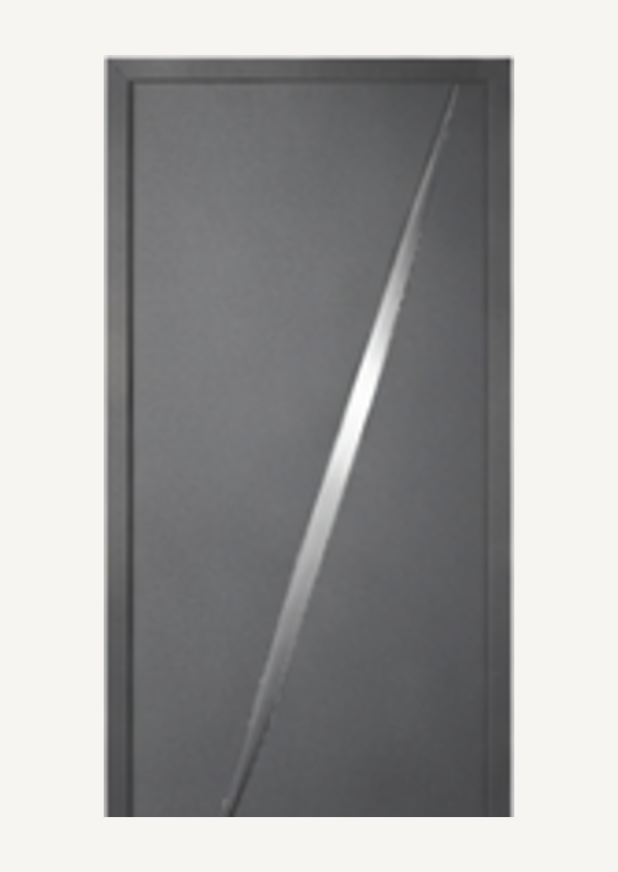 Pannello KORWIN Infinity Cut 02 scuro con inserto diagonale metallico.