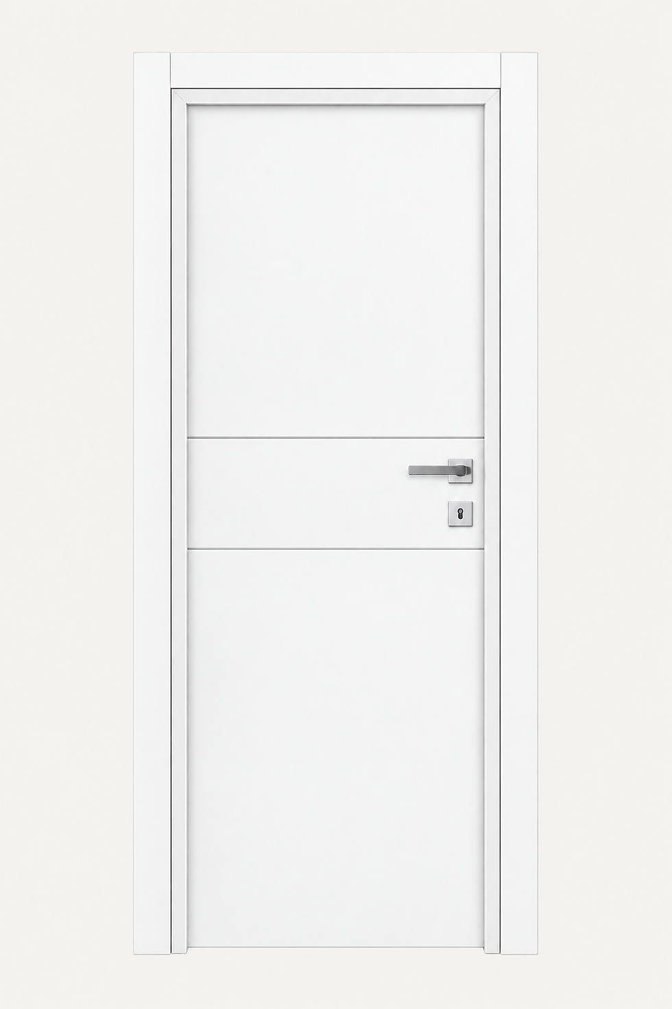 Porta interna bianca con due incisioni orizzontali, modello LAM-32.
