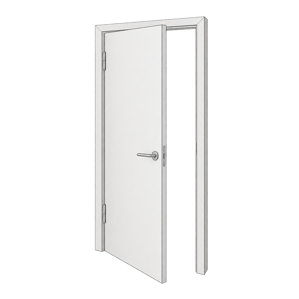Schema di una porta con apertura a battente.
