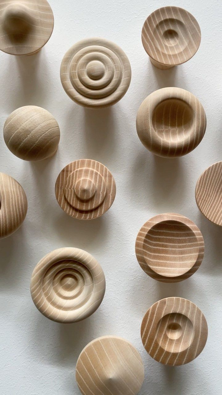 Different types of Door knobs made out of teakwood