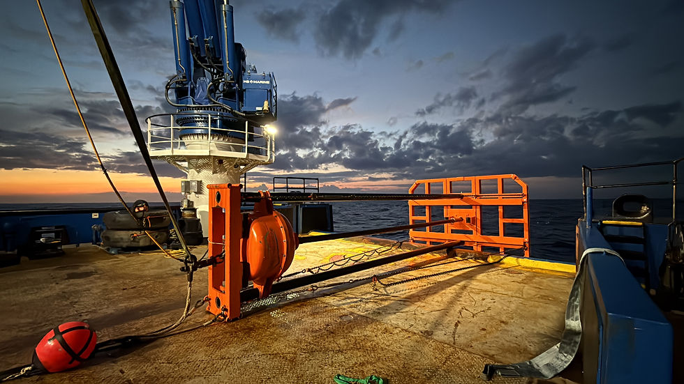 Vibrocorer on deck of Isle of Jura