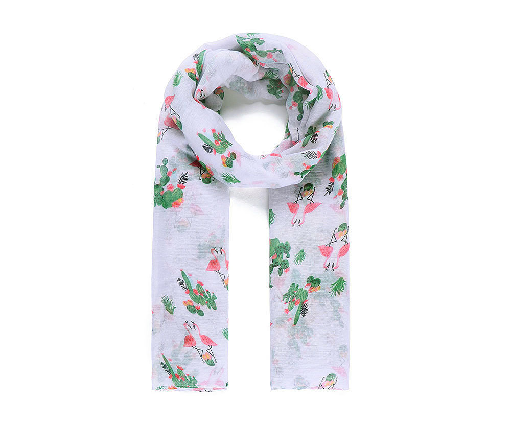 White flamingo print scarf