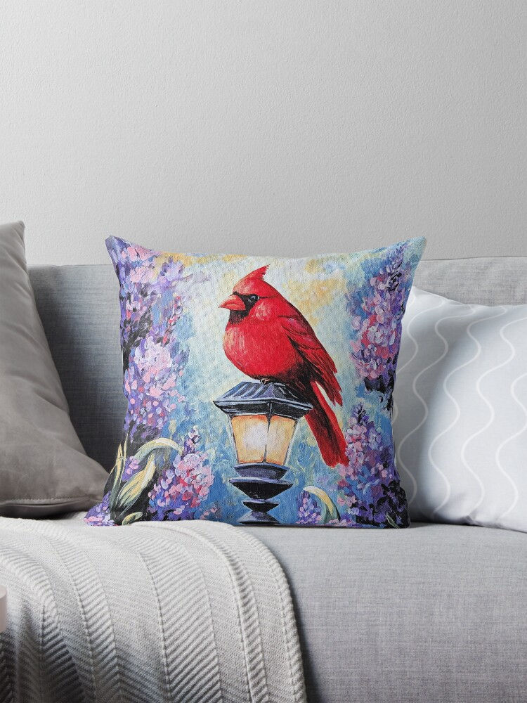 Garden Cardinal Throw Pillow
