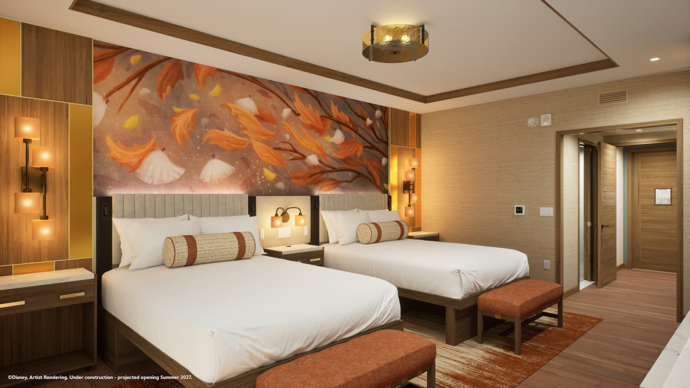 Concept art for guest rooms at Disney's Lakeshore Lodge