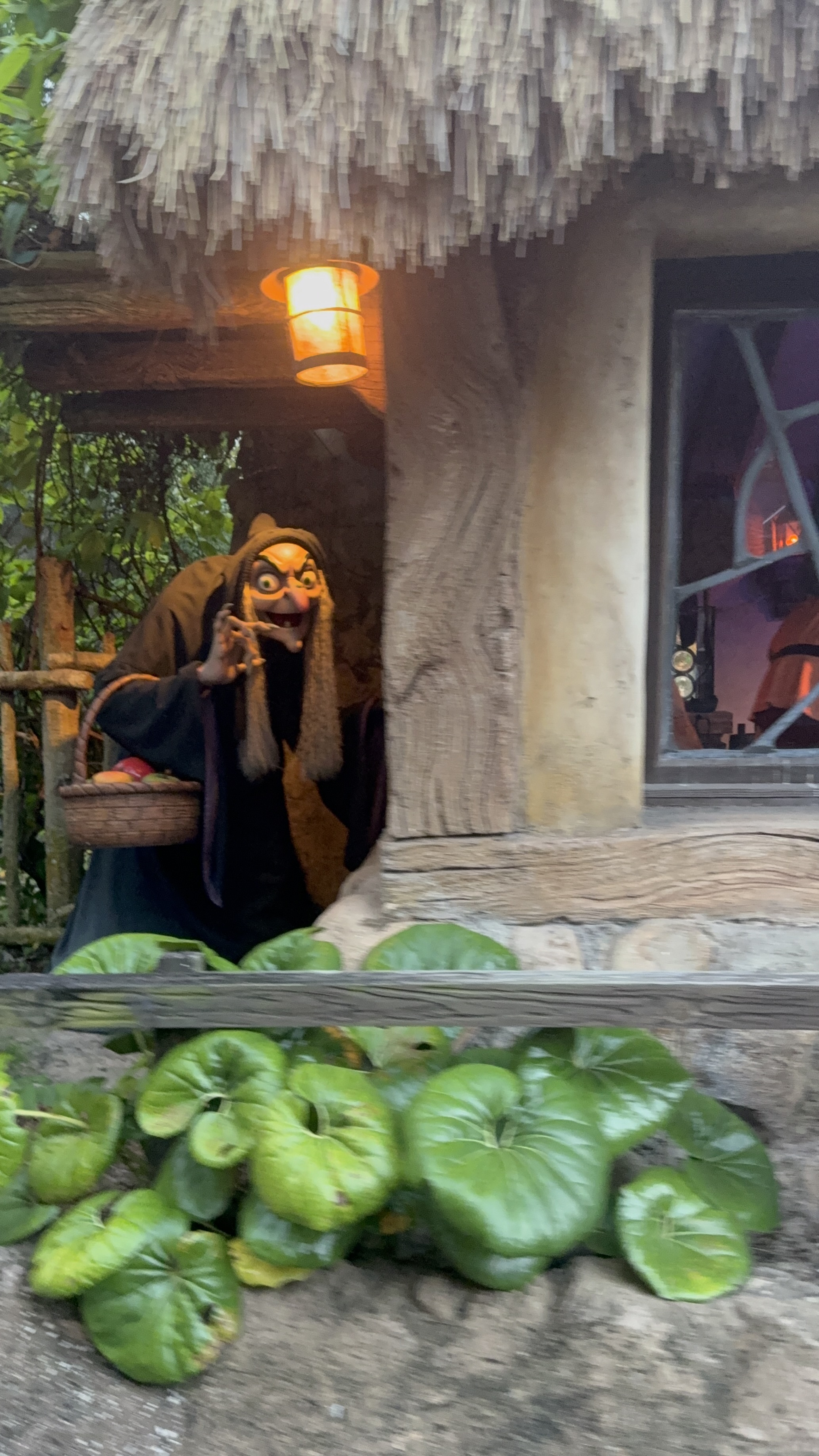 Seven Dwarfs Mine Train cars rounding a curve in the mine