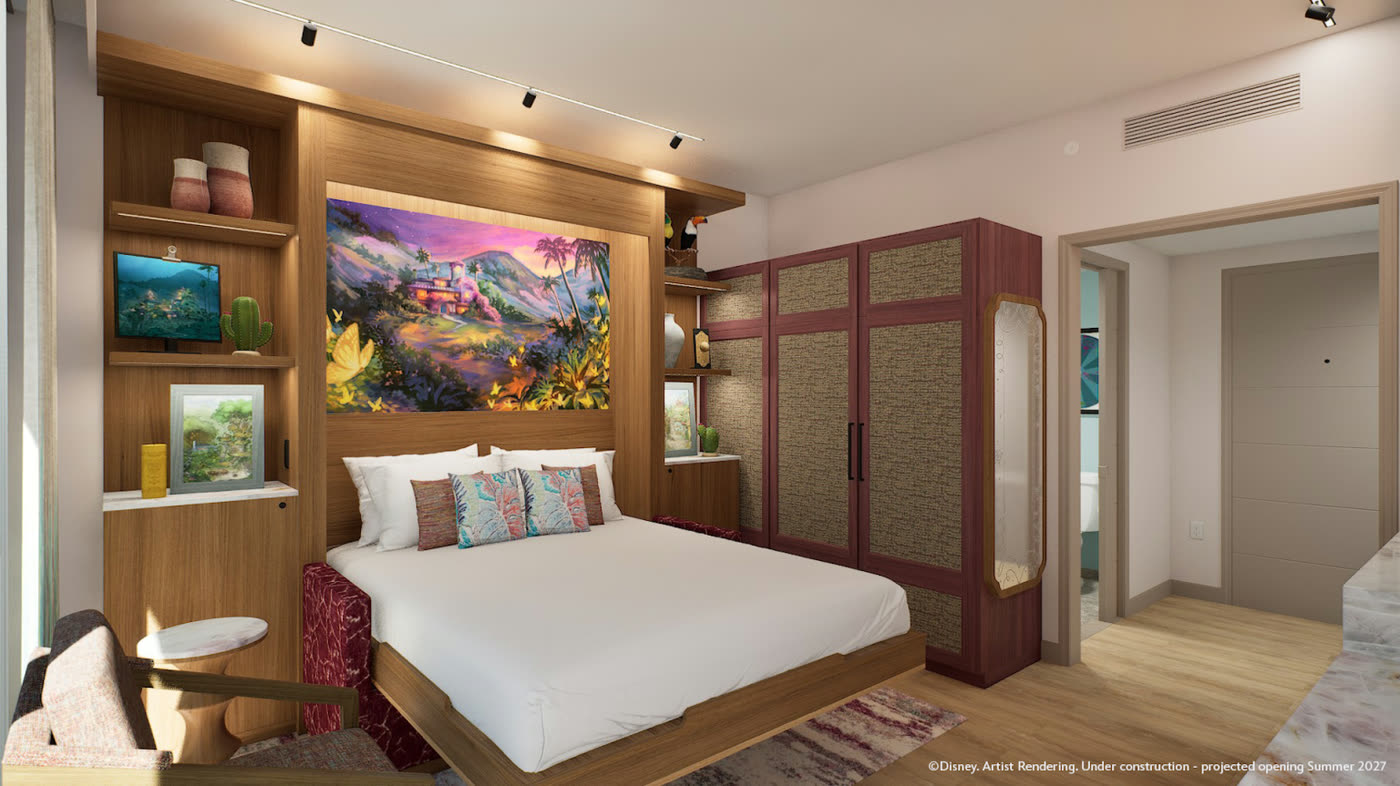 Concept art for guest rooms at Disney's Lakeshore Lodge