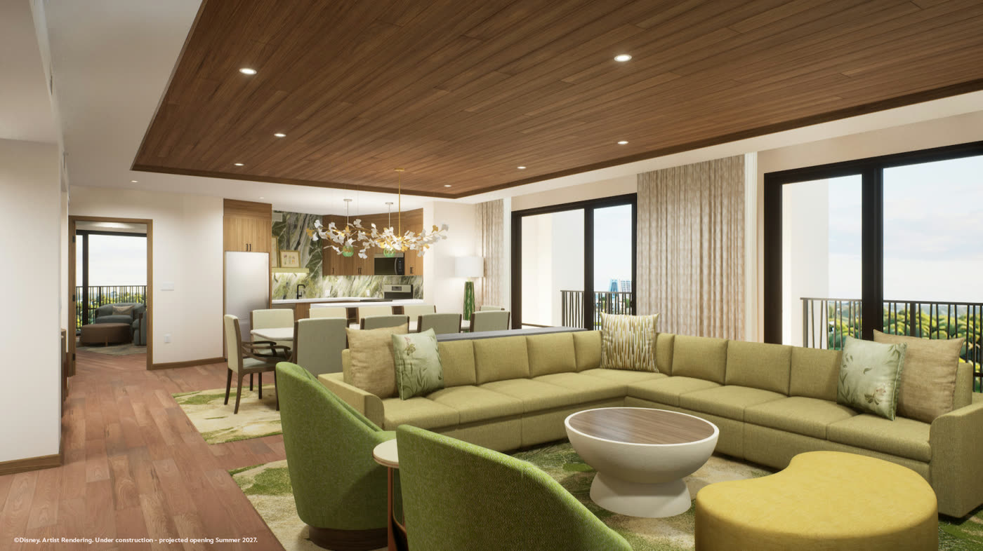 Concept art for guest rooms at Disney's Lakeshore Lodge