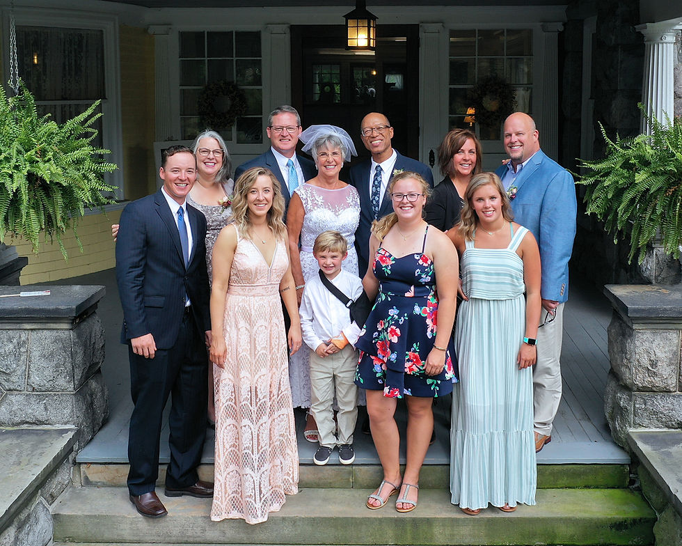 Carol Martin with her family on her wedding day