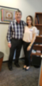 Stoy with the Director of Social Services, Lynn Cancer Institute