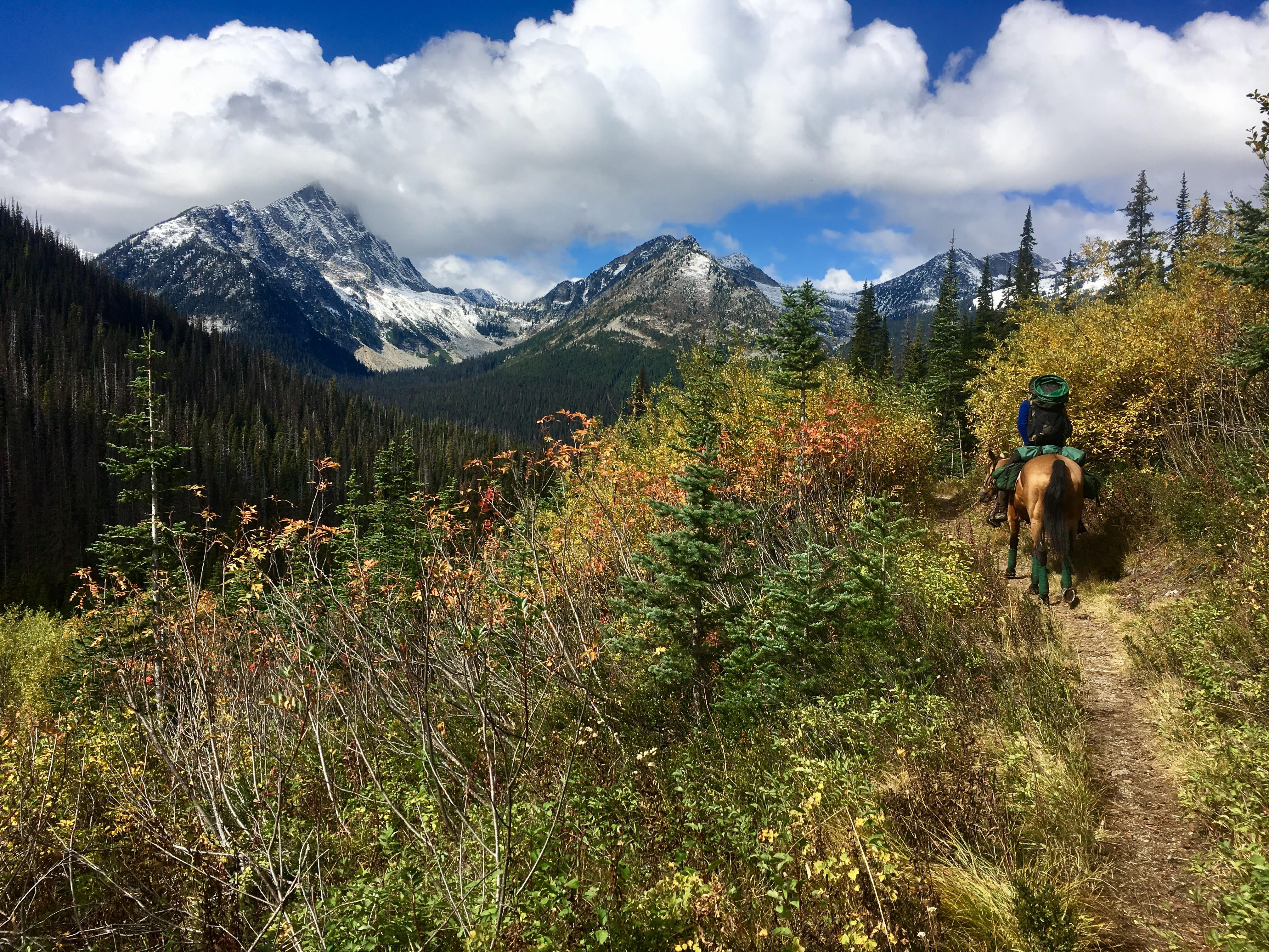 Riding toward the mountains