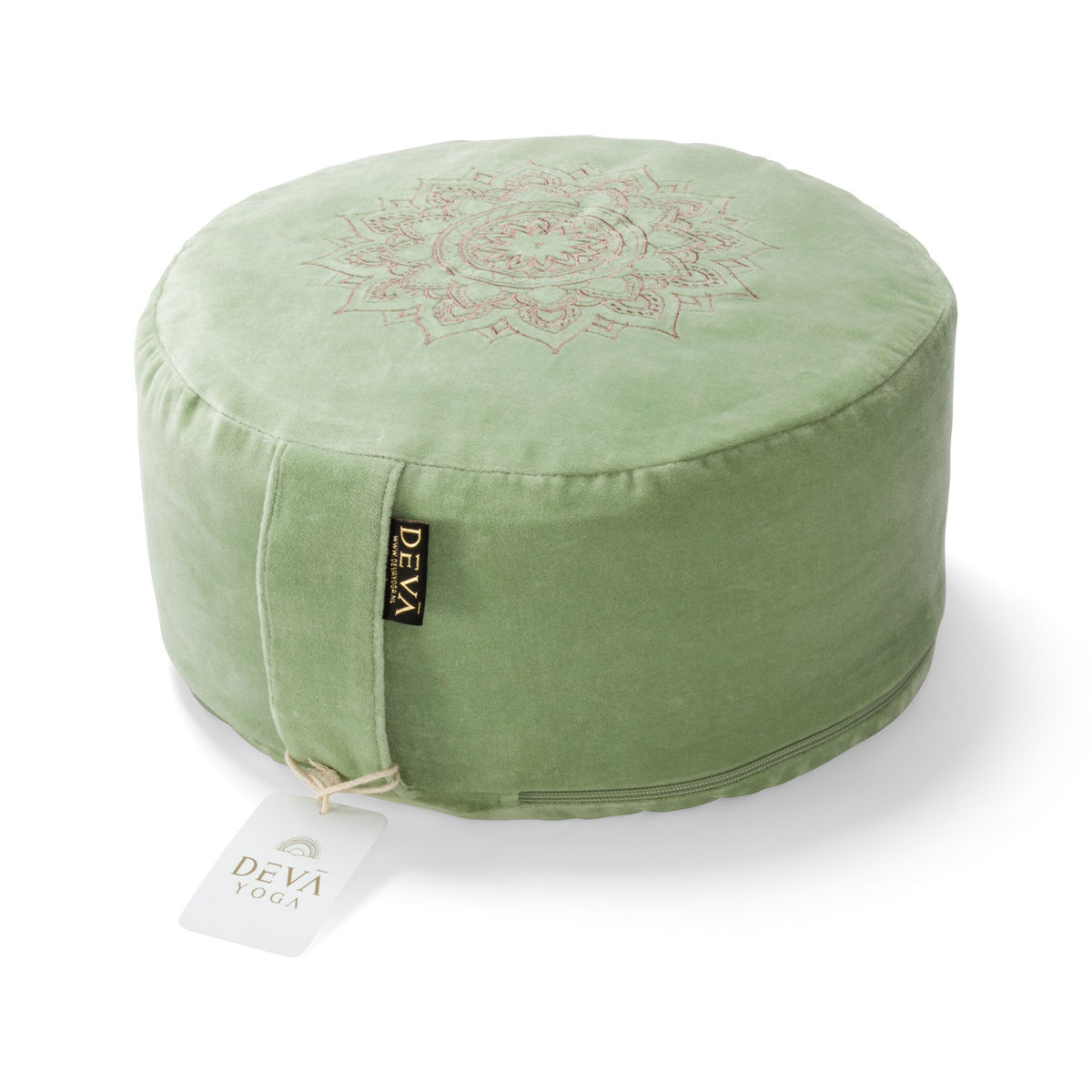 Meditatiekussen velvet - Light Green Mandala