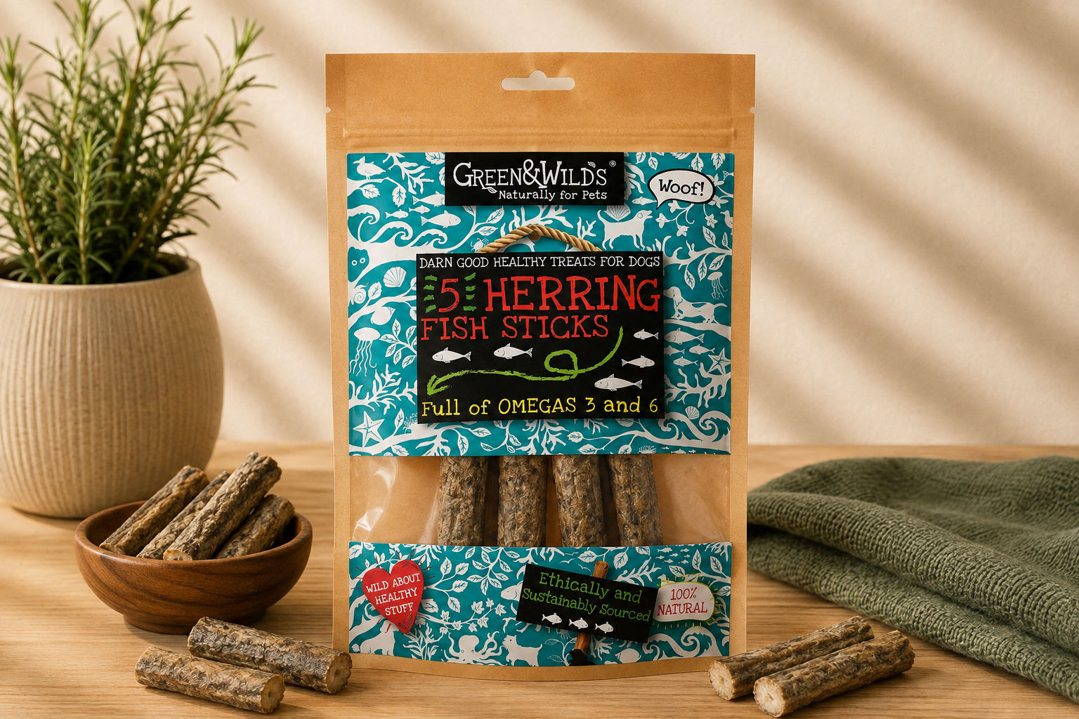 Green & Wild's 5 Herring Fish Sticks 100g