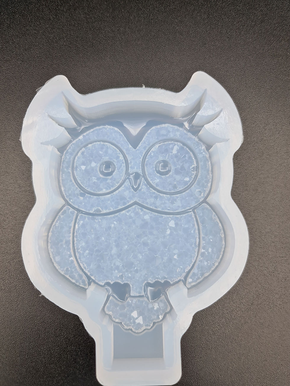 Miniatura: Druzy Owl with stand mold