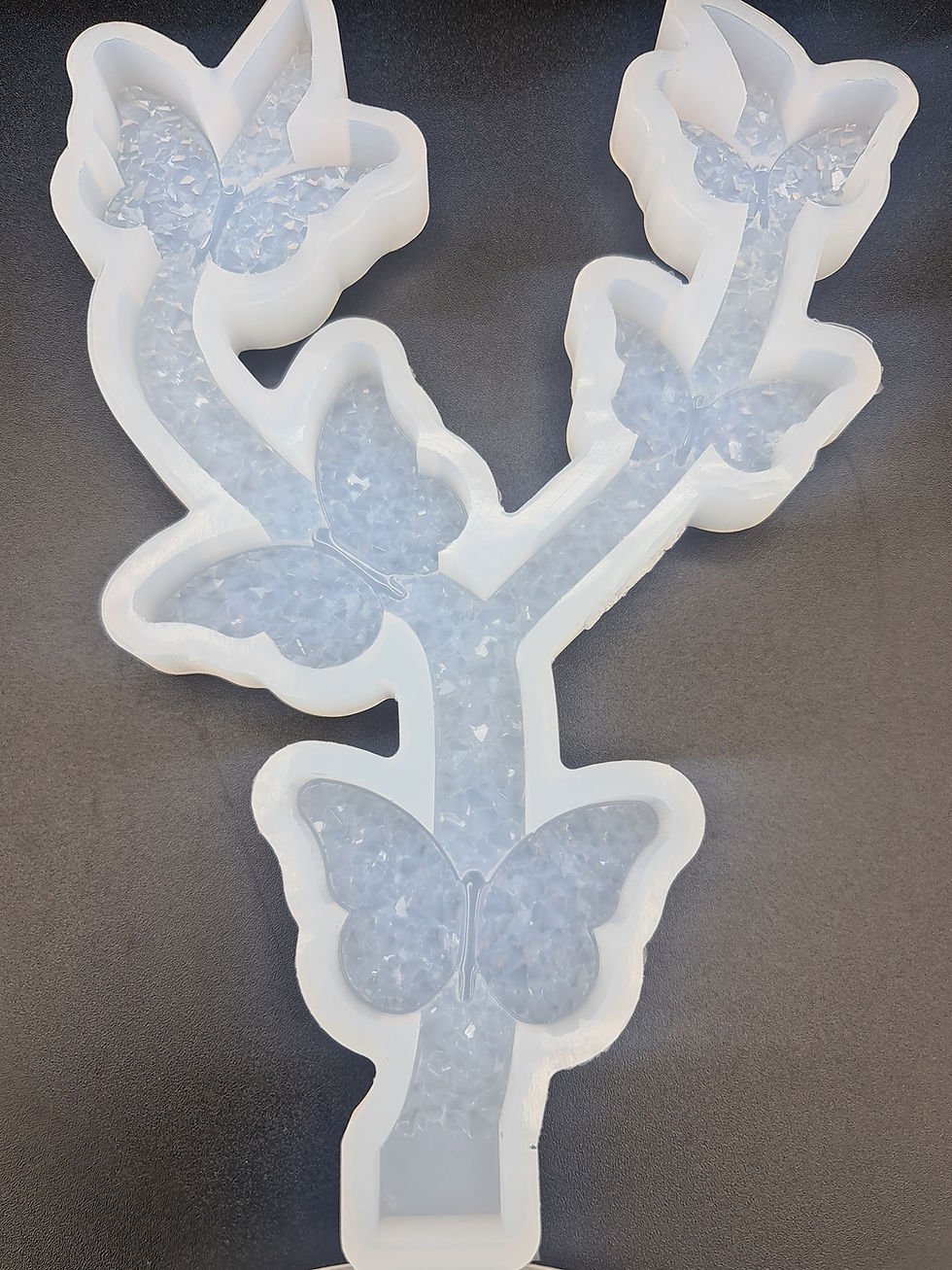 Miniatura: Druzy branch with 5 butterflies and stand mold