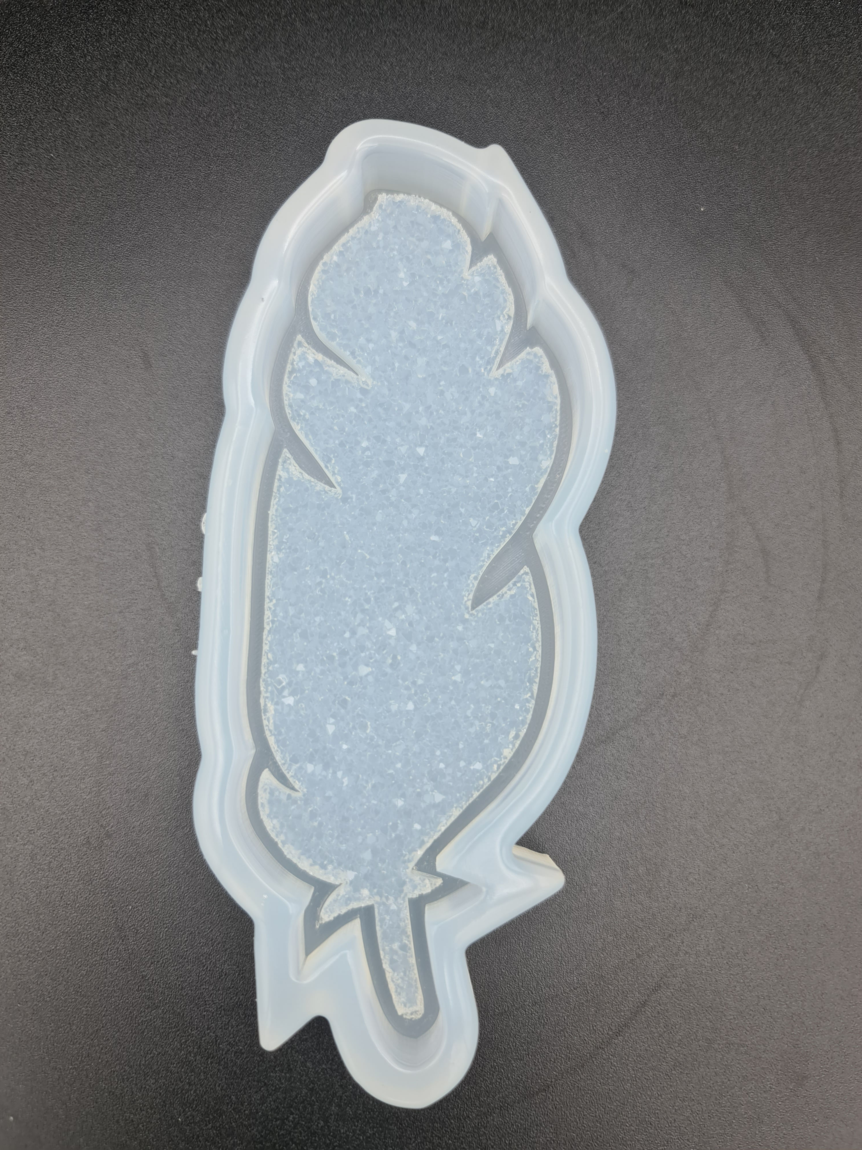 Small druzy feather trinket mold