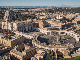 Aerial view of St. Peter's Basilica and St. Peter's Square