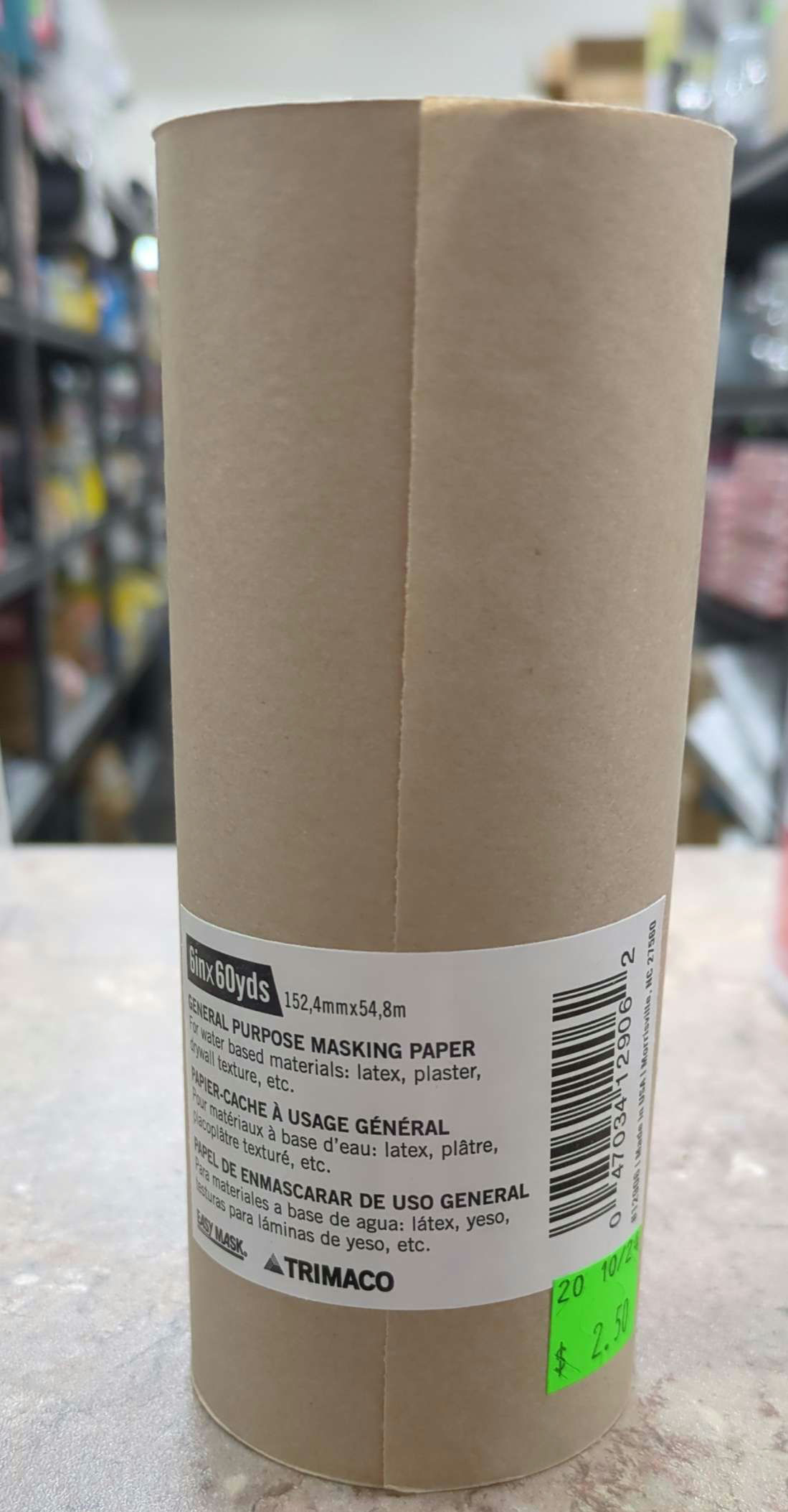 Trimaco Masking Paper 6"x 60 yards.