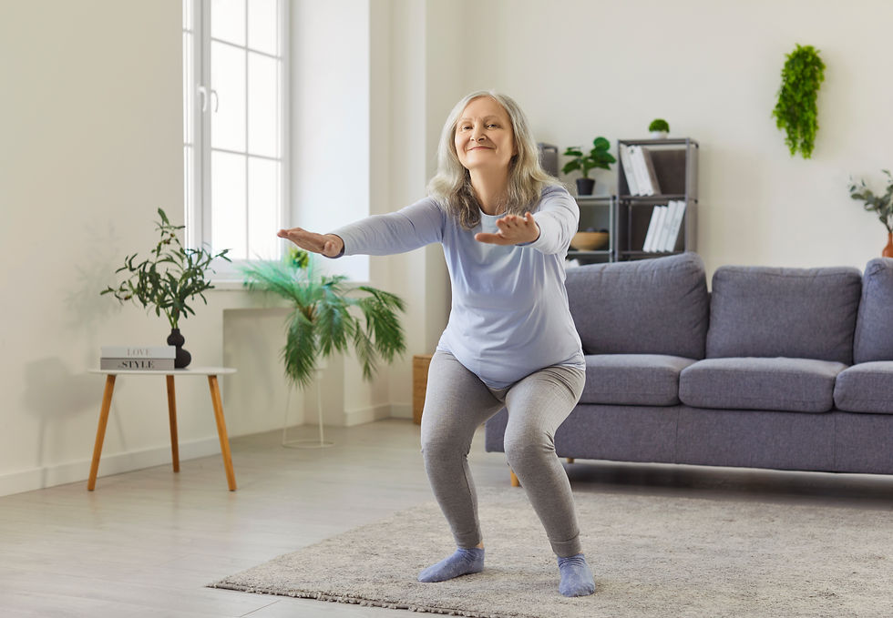 Woman completing a squat with poor form
