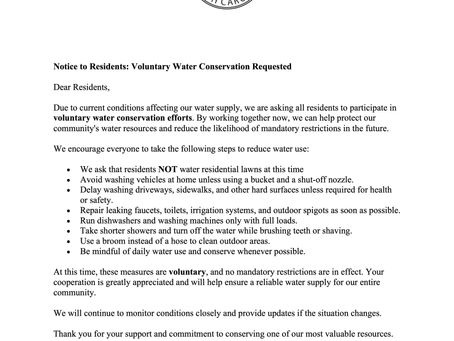Public Notice - Voluntary Water Conservations 7/1/2026