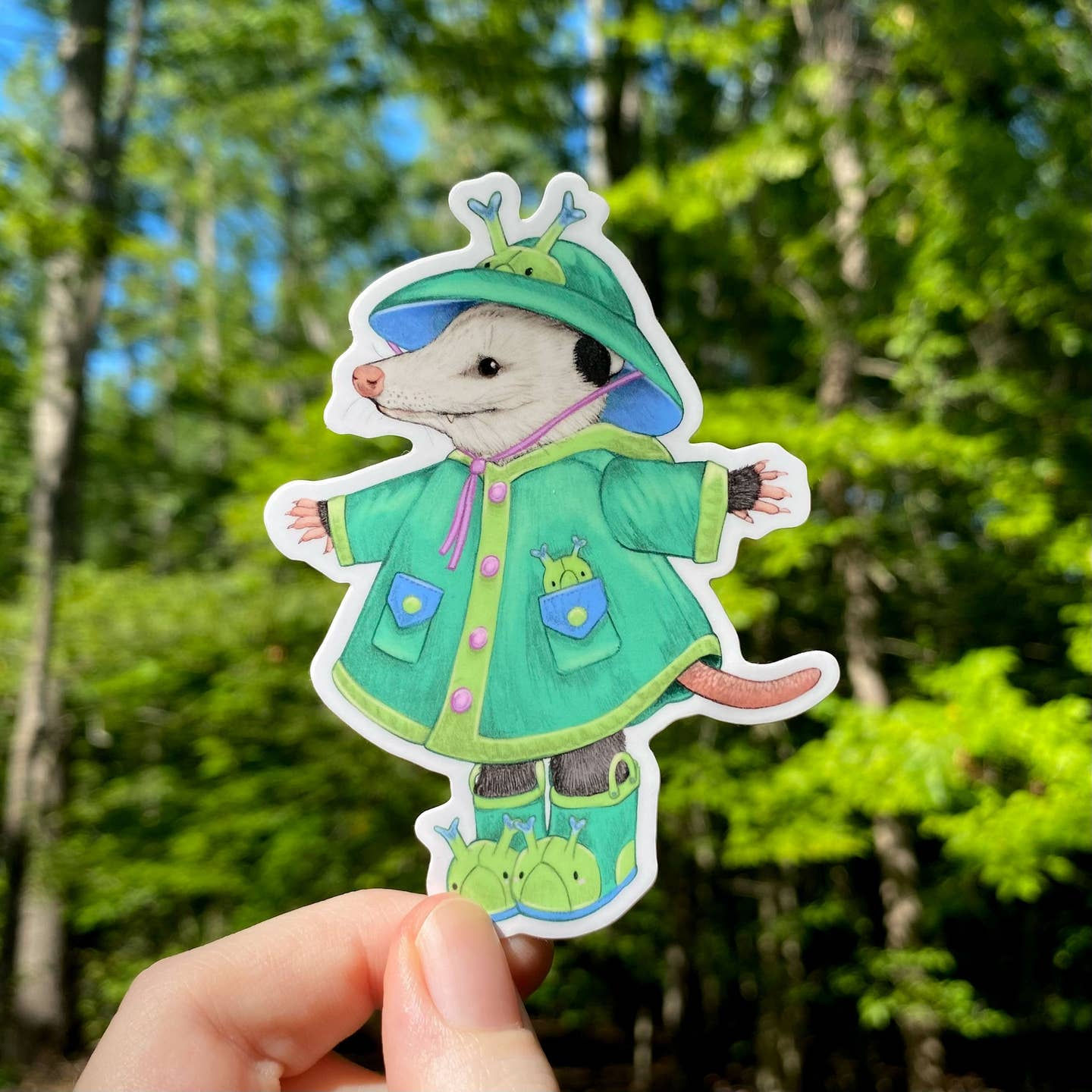 Raincoat Opossum Weatherproof Vinyl Sticker