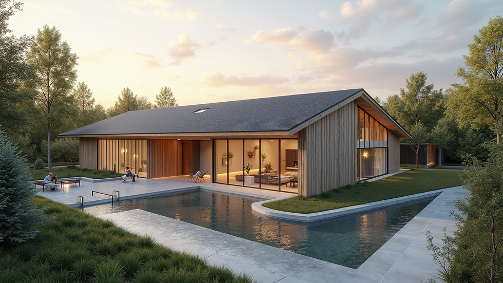 High angle view of a community center with modern architectural design